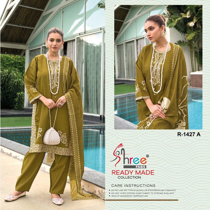 R 1427 By Shree Viscose Roman Silk Pakistani Readymade Suits Wholesale Online